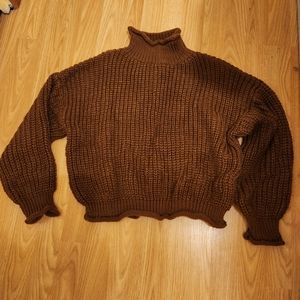 Large cropped brown sweater from Shein.